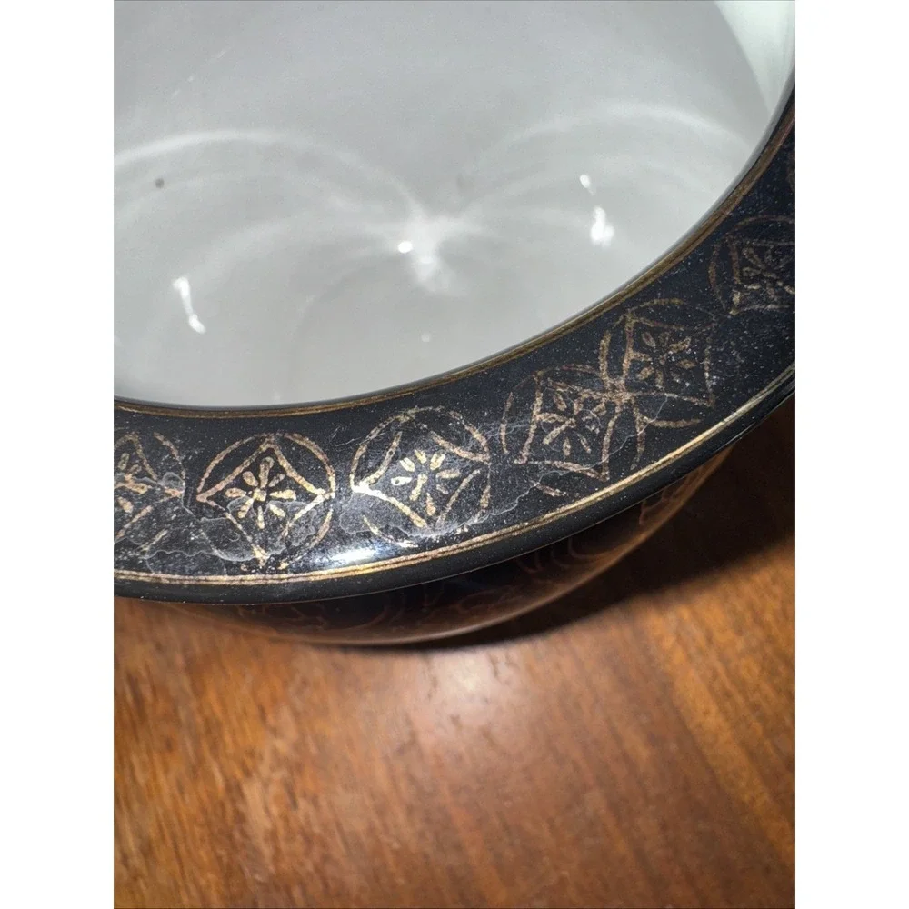 Vintage Lemax Gold‎ Black Bowl Vase Decorative Piece RARE OLA50